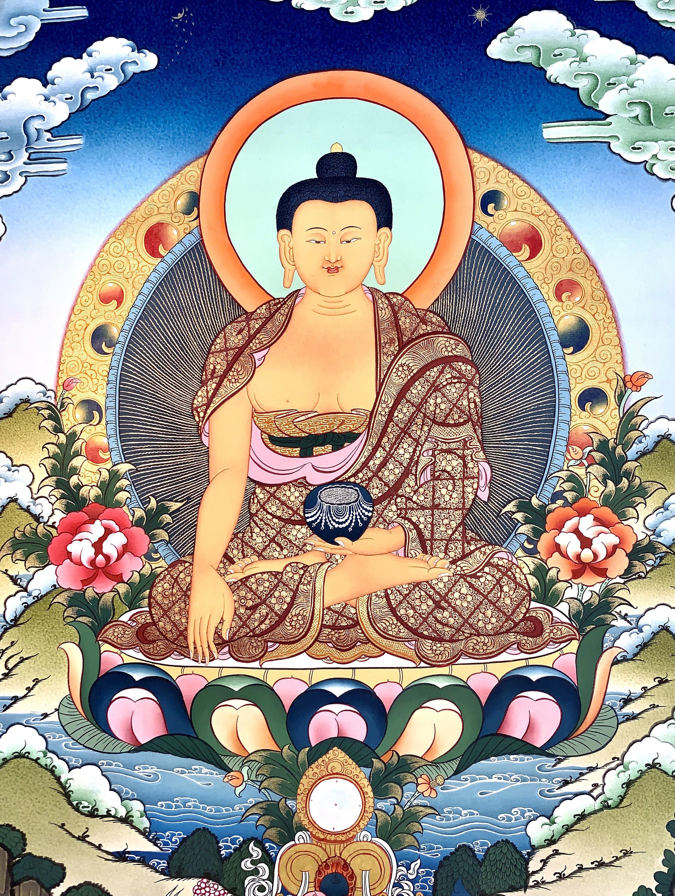 Shakyamuni Buddha Thangka Painting 52x40 - The Thangka