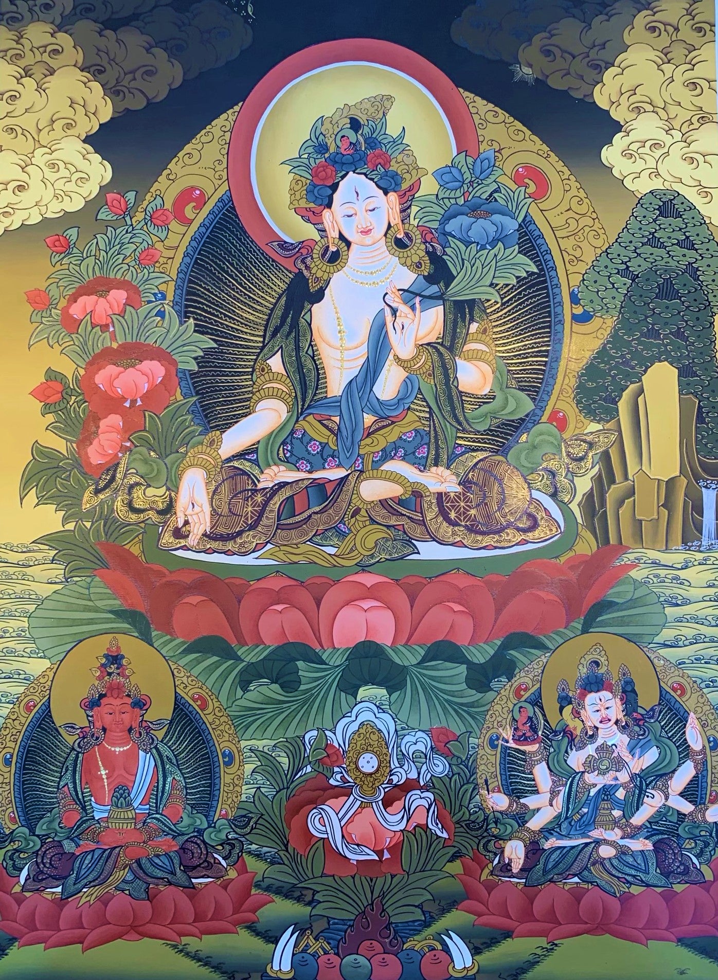 White Tara Thangka Painting 55*41 - The Thangka