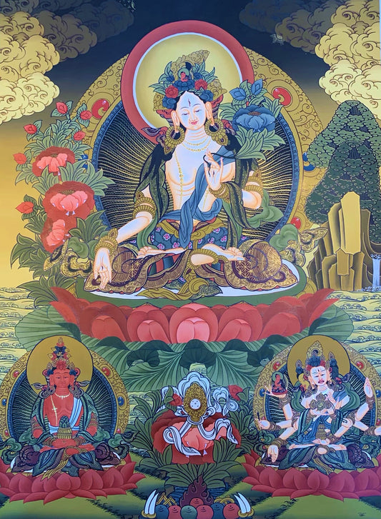 White Tara Thangka Painting 55*41 - The Thangka